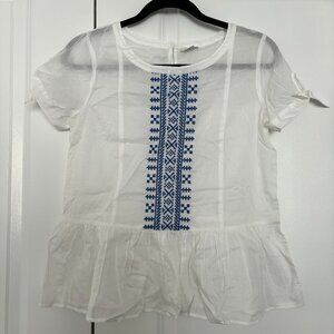 Boho Embroidered Peplum Blouse | Size OS